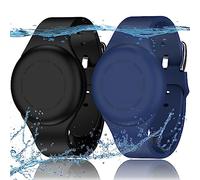 R-fun Lot de 2 Bracelets étanches pour Enfants compatibles avec Apple Air Tag Tracker avec Silicone Souple, Coque Anti-Perte pour Enfants,Bleu Nuit/Noir