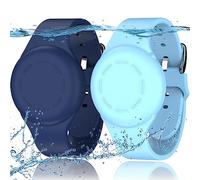 R-fun Lot de 2 Bracelets étanches pour Enfants compatibles avec Apple Air Tag Tracker avec Silicone Souple, Coque Anti-Perte pour Enfants, Bleu Nuit/Bleu Clair