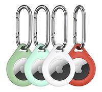R-fun Lot de 4 Porte-clés Airtag avec Porte-clés en métal, étui de Protection en Silicone Multicolore pour Bagages, Collier de Chien, clés - (Blanc, Avocat, Rouge, Lueur Nocturne)