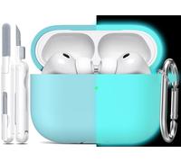 R-fun pour Coque AirPods Pro 3, étui de Protection en Silicone Souple Compatible avec Apple AirPods Pro 3e génération pour Femmes et Hommes avec kit de Nettoyage et Porte-clés, Glow Blue