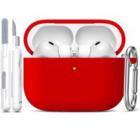 R-fun pour Coque AirPods Pro 3, étui de Protection en Silicone Souple Compatible avec Apple AirPods Pro 3e génération pour Femmes et Hommes avec kit de Nettoyage et Porte-clés, Red