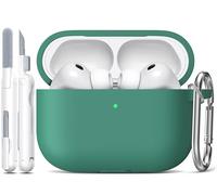 R-fun pour Coque AirPods Pro 3, étui de Protection en Silicone Souple Compatible avec Apple AirPods Pro 3e génération pour Femmes et Hommes avec kit de Nettoyage et Porte-clés, Pine Green