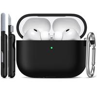 R-fun pour Coque AirPods Pro 3, étui de Protection en Silicone Souple Compatible avec Apple AirPods Pro 3e génération pour Femmes et Hommes avec kit de Nettoyage et Porte-clés, Black