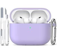 R-fun pour Coque AirPods Pro 3, étui de Protection en Silicone Souple Compatible avec Apple AirPods Pro 3e génération pour Femmes et Hommes avec kit de Nettoyage et Porte-clés, Banana Violet
