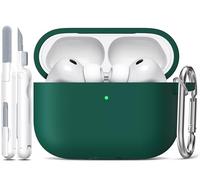 R-fun pour Coque AirPods Pro 3, étui de Protection en Silicone Souple Compatible avec Apple AirPods Pro 3e génération pour Femmes et Hommes avec kit de Nettoyage et Porte-clés,Vert Noir