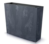 R.G. Pot de Fleurs Haut Urbi Case DUC600TE Anthracite avec Insert, Jardinière Rectangulaire Effet Vague, Bac à Plantes Design pour Terrasse, L 60cm