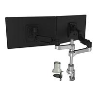 R-Go Tools - Bras double écran R-Go Caparo 4 D2, fixation bureau, ressort à gaz, 3-9 kg, noir/argent