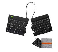 R-Go Clavier Bluetooth sans fil avec pochette - Clavier ergonomique split - Rechargeable - US qwerty - Étui en feutre