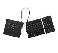 R-Go Clavier Bluetooth sans fil et combinaison pavé numérique - Clavier ergonomique divisé - QWERTZ - Rechargeable
