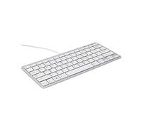 R-Go Clavier Compact - Ultra Mince - Ergonomique - Clavier naturel à surface plane- Configuration AZERTY (BE) - Filaire USB - Blanc