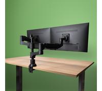 R-Go Tools - Bras double écran R-Go Caparo 4 D2, fixation bureau, ressort à gaz, 3-9 kg, noir/argent