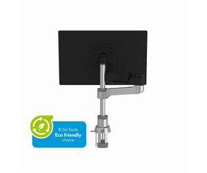 R-Go Tools R-Go Caparo 4 D2, Circulaire Bras simple écran, fixation bureau, ressort à gaz, 3-9 kg, noir-argent, faible empreinte carbone