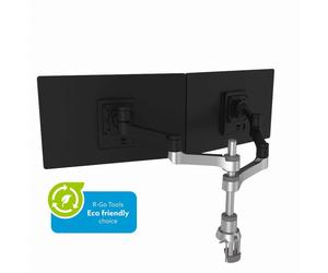 R-Go Tools R-Go Zepher 4 C2, Circulaire Bras double écran, fixation bureau, adjustable, 0-8 kg, noir-argent, faible empreinte carbone