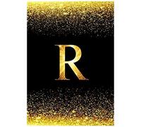 R: Guitar Tab Notebook - Initial Monogram Letter R College Ruled Guitar Notebook - Printed Glitter Black And Gold: 6 String Guitar Chord And Tablature Staff Music Paper For Guitar Players, Musicians,