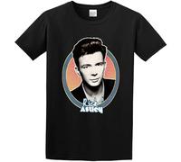 R.IC.K Astley T-Shirt Round Neck Graphic Tee Birthday Gift Idea for Guys for Home Or Gym Unisex Top Tees Black Shirt XXL