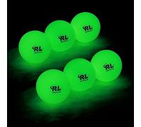 R&L Glow Golf Balls for Night Sports - Tournament Fluorescent Glowing in The Dark Golf Ball - Long Lasting Bright Luminous Balls Rechargeable with UV Flashlight - Included (6 Pack)