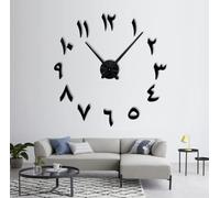 R&M ORIENT 3D Arabe Horloge Murale Grande Moderne Muet DIY - Cadeau De Décoration - Salon Bureau À Domicile (A-Noir)