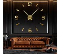 R&M ORIENT 3D Horloge Murale Grande Moderne Muet DIY - Cadeau De Décoration - Salon Bureau À Domicile (B-Or)