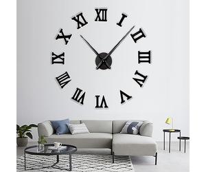 R&M ORIENT® Horloge Murale 3D Grande Moderne Mute DIY - Chiffres Romains - Décoration de Luxe Cadeau - Sticker Mural - Horloges pour Bureau Salon Chambre Objets de Décoration Maison Bureau Horloge à