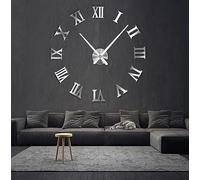 R&M ORIENT® Horloge murale 3D grande moderne silencieuse à bricoler - Chiffres romains - Décoration de luxe cadeau - Tatouage mural - Horloges pour bureau, salon, chambre à coucher, articles de