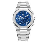 R&M ORIENT Montre pour homme en acier inoxydable avec chiffres arabes, analogique, quartz, verre saphir, designer, grande montre de poignet pour hommes, résistante à l'eau, avec calendrier arabe
