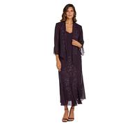 R&M Richards Robe Veste en Mousseline de Soie pour Femme, Aubergine, 48