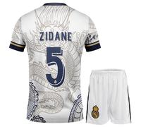 R. Madrid Légende Zidane #5 Maillot de Football Dragon Blanc pour Enfants Blanc Foncé, Design Spécial, Football, Édition Limitée, Livré avec Un Short (Dragon Blanc, 164)