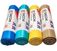 R MOVE 40 sacs poubelle 70 x 110 + 10 cm de poignées, 4 rouleaux de grands sacs, sacs à ordures de 110 litres en copropriété, 4 couleurs adaptées à tous les types de déchets, faciles à fermer