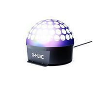 R-MUSIC - ATRO L - Boule Disco - Rotation 180° - Lumière de scène avec projection aléatoire de sphères et anneaux RGB - Effet de lumière LED RGB - Accrochage mural par vis - Pour Fête, DJ, Bar, Club