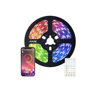 R-Music Bande LED RGB de 3 m découpable, dimmable, multicolore, application dédiée, bluetooth 4.2, auto-adhésive et incluant 2 raccords ainsi que sa télécommande.