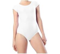 R&N FASHIONS Girls Shiny Short Sleeve Dance Gymnastics Leotard Kids Sizes - White 9-10 Years