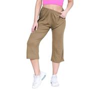 R&N FASHIONS Jupe-culotte courte 3/4 pour femme avec taille élastique, short Palazzo extensible en viscose, pantalon d'été léger et décontracté pour femme, moka, 46