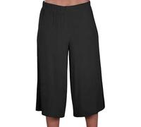 R&N FASHIONS Jupe-culotte courte 3/4 pour femme avec taille élastique, short Palazzo extensible en viscose, pantalon d'été léger et décontracté pour femme, Noir , 44