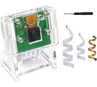 R∞RasTech Rasp Pi Module caméra 5 MP 1080p Capteur OV5647 Webcam Vidéo Module Set avec 1 support transparent et 3 câbles ruban pour Pi 5 Pi 4 Model A/B, Zero w/2w