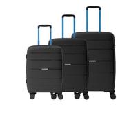 R Roncato Ensemble de chariot aviateur fabriqué en polypropylène, noir/bleu, SET(S+M+L), Valise rigide, fabriquée en polypropylène, extensible, 4 roues pivotantes