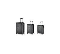 R Roncato Trolley FIBRA, extensible, Noir , SET 3 TROLLEY, Valise rigide, extensible, roues pivotantes