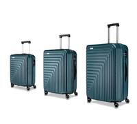 R Roncato Trolley FIBRA, extensible, Sarcelle, SET 3 TROLLEY, Valise rigide, extensible, roues pivotantes