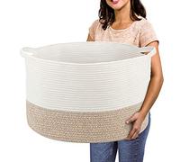R RUNKA Boîte à jouets pour rangement d'animaux en peluche - Grand panier en corde de coton de 55,9 x 35,6 cm, organiseur pour jouets, coffre de style bohème