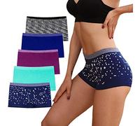 R RUXIA Lot de 5 boxers sans couture pour femme avec couverture complète pour le sommeil et l'entraînement - - Medium