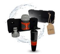 R-Satz Shop Lot de 2 supports muraux compatibles avec les accessoires Gardena - Support pour adaptateur de tuyau, embrayage, seringue et arrêt d'eau - Support mural pour tuyau d'arrosage