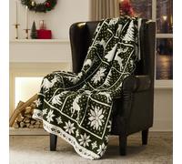 R.SHARE Couverture Chaude Douillette Couverture de Noël Canapé Moelleuse Plaid Canape Doux et Chaud pour Lit Chambre Noël Décoration,125 x 150 cm,Vert