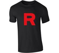 R T-Shirt Team Rocket Top Cartoon Motto Tee Men's Anime (R, T-Shirt)