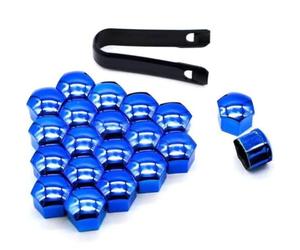 R-timer 20 Pièces Cache Ecrou pour Hyundai Kona Hybrid/N Line/EV Electric 2017-2022 2023, Écrous Cache Boulon Roue Couvre-Écrous Pneu Hexagonaux avec Jeu D'Outils Retrait,Blue-21mm