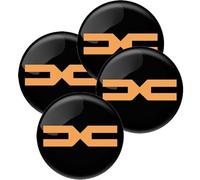 R-timer 4 Pièces Cache Moyeux Autocollants pour Dacia Duster 2 (HM) 2018-2024 (5-Türer SUV), Badge de Jante en Aluminium 3D Étanche, Insigne Emblème Centre de Roue pour Décoration Auto
