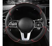 R-timer Couvre Volant pour Maserati Grecale Folgore 2023 2024 2025 2026, Cuir Microfibre Antidérapant avec Texture Diamant Respirant Accessoires Intérieur (1 Pièce),Black-Red-O Shape