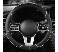 R-timer Couvre Volant pour Maserati Grecale Folgore 2023 2024 2025 2026, Cuir Microfibre Antidérapant avec Texture Diamant Respirant Accessoires Intérieur (1 Pièce),Black-White-O Shape