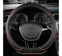 R-timer Couvre Volant pour Maserati Grecale Folgore 2023 2024 2025 2026, Cuir Microfibre Antidérapant avec Texture Diamant Respirant Accessoires Intérieur (1 Pièce),Black-Red-D Shape