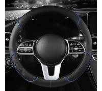 R-timer Couvre Volant pour MG HS Plug-in Hybrid 2025 2026, Cuir Microfibre Antidérapant avec Texture Diamant Respirant Accessoires Intérieur (1 Pièce),Black-Blue-O Shape