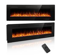 R.W.Flame 50 pouces/127 cm, cheminée électrique encastrable et Murale avec Flamme réaliste et réglable, 750/1500 W, Chauffage Ultra Plat avec télécommande, cheminée linéaire pour Salon