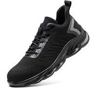 R-Win Chaussures de sécurité pour homme et femme - Sans métal composite - Avec embout en plastique - Chaussures de travail légères et confortables - Noir, Noir 76 l, 39 EU